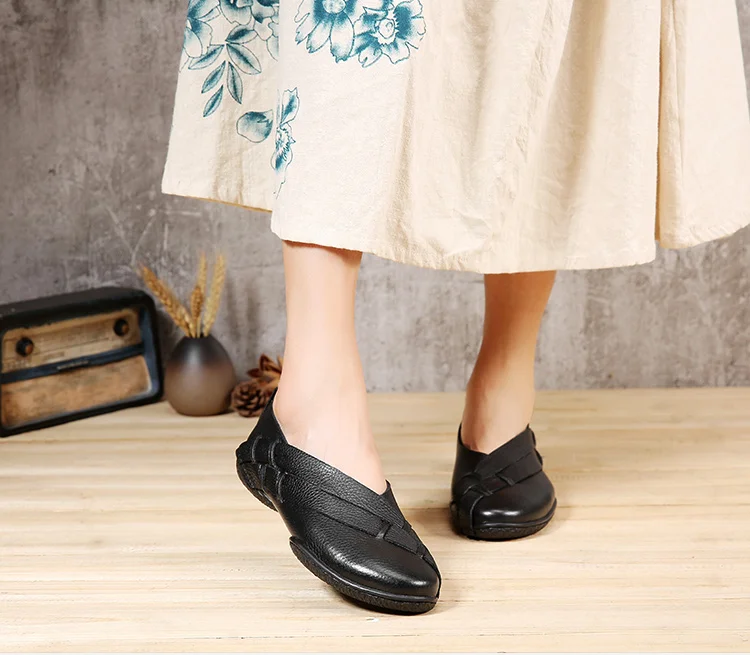 VALLU/ г. Обувь ручной работы женская обувь на плоской подошве из натуральной кожи с круглым носком без шнуровки, женские лоферы размера плюс 42