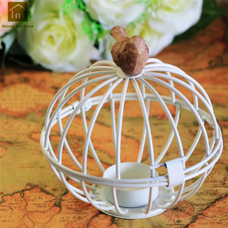 Metal Lanterns White Bird Wedding Owl Teatick Holders Candleabros Decorativos Tealight European Candle Plates 5ZX085 | Дом и сад