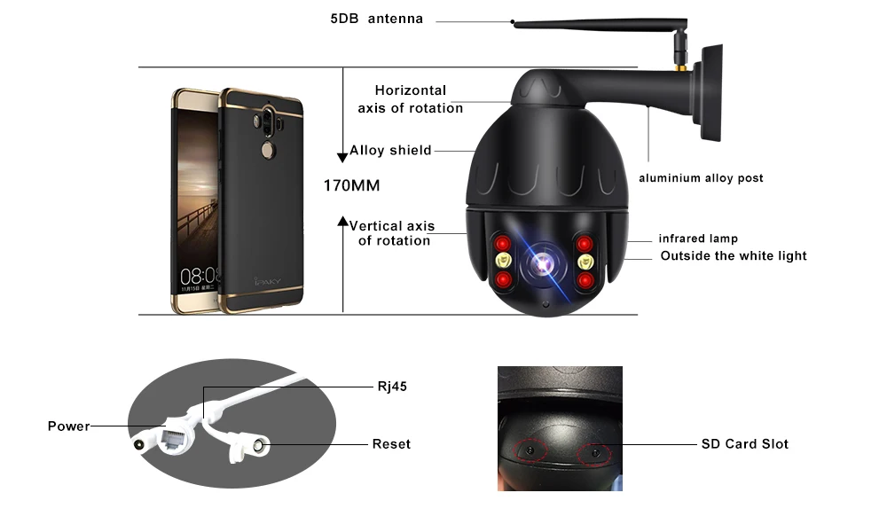 N_eye PTZ 5X оптический зум Камера HD 1080P IP скорость купольная камера Wifi PTZ наружная камера видеонаблюдения ip-камера CCTV Водонепроницаемая