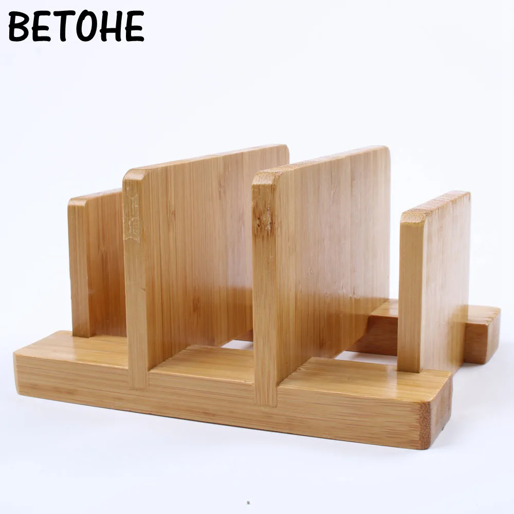 

BETOHE Bamboo Pot Lids Holder Cutting Board Storage Rack Pot Clip Spoon Rest Shelf Wooden Kitchen Lid Frame