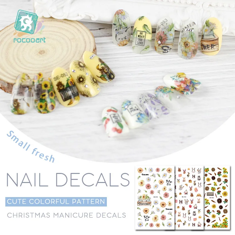 

SE015-281 2019 New Nails Art Sticker Colorful Pattern Christmas Nail Wrap Sticker Text TAG Decals Manicura Auto Adhesive sticker