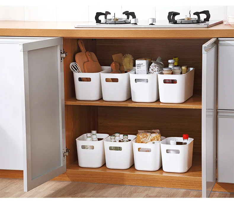 

Bathroom Desktop Storage Basket Plastic Storage Basket Kitchen Snack Storage Box Cosmetic Basket Protable Solid Color 2019