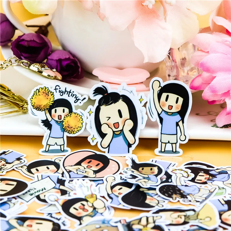 

40pcs Creative Cute Self-made Smile Brush/pretty Girl Scrapbooking Stickers /decorative/DIY Craft Photo Albums/Waterproof