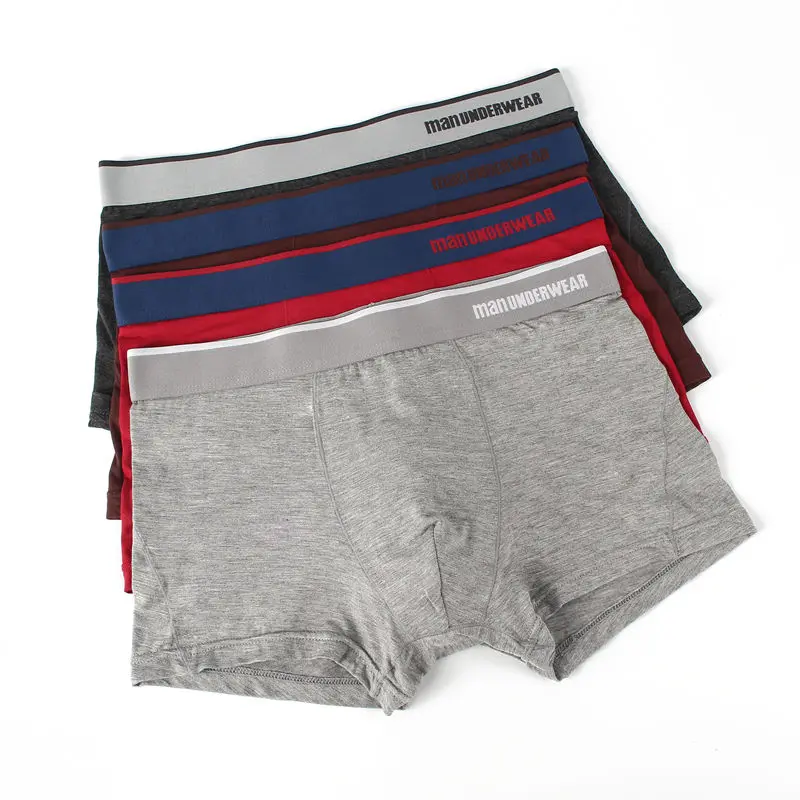 

4PCS Mens Modal Underwear Lingerie Soft Boxer Shorts Trunks Plus Size Homme Breathable Mid Rise Underpants Solid Boxers Knickers