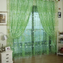 Цветочный дизайн fininshed деревенский органза тюль Красивая Sheer Шторы окна Cortinas для комнаты, зеленый, розовый