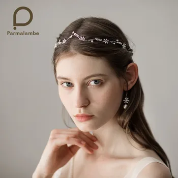 

Parmalambe Fashion Silver Hair Vine Snowflake Rhinestone Hair Jewelry Handmade Sweet Wedding Headpieces Bridal Hair Accessories
