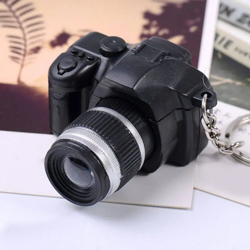

Retro SLR Camera LED Flash Vocal Light Keychain Car Mobile Phone Bag Pendant OX