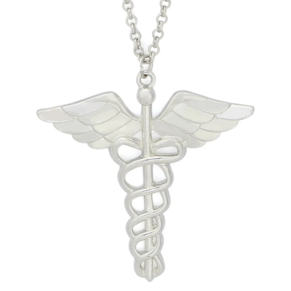 Caduceus Angle doctor nurse medical symbol jewelry snake wings necklace