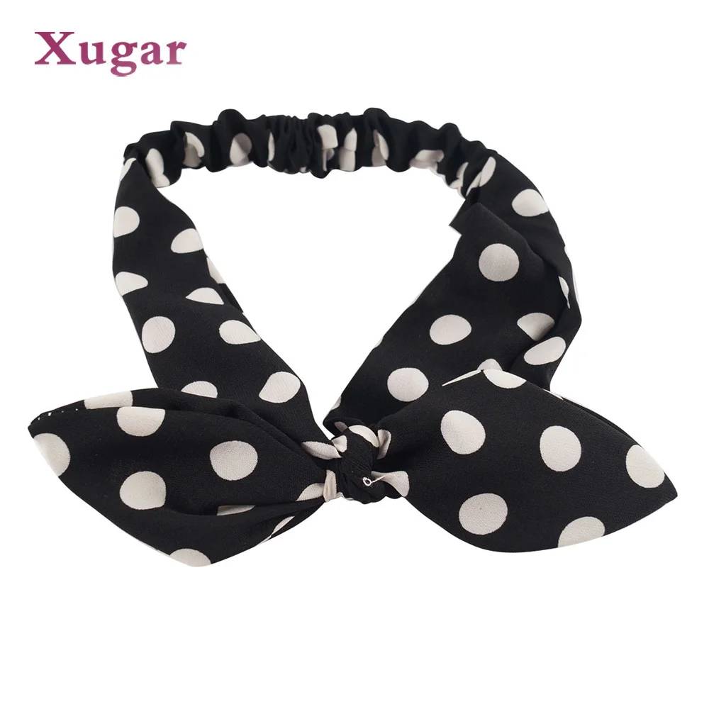 

Knotted Polka Dots Rabbit Ear Headband For Girls Women Print Elastic Bow Hair Band Hairband Hair Accessories