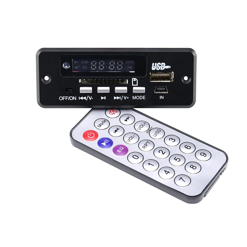 

Car Audio 12V FM Radio MP3 Decoder Board Dual Channel USB MP3 Player Module With Remote Control Suitable For Car and Power Ampli