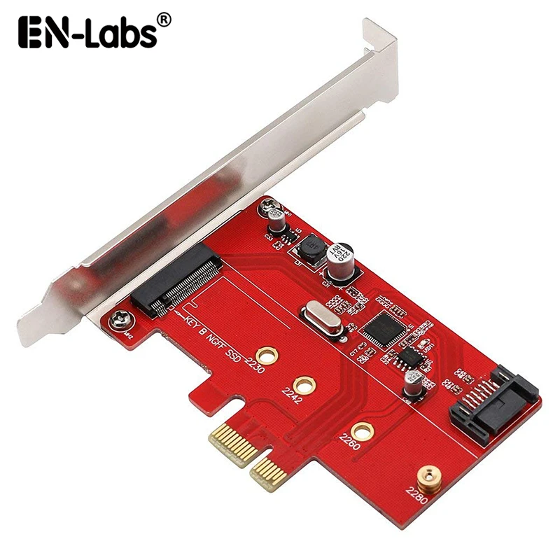 PCIe X1 к M.2(NGFF)+ SATA 6G (HDD/SSD) со стандартным кронштейном профиля ASM1061 PCI Express до B Key M.2 SSD 2280