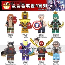 Одиночный WM6061 супер герой Мститель эндгейм танос Капитан Америка Капитан спасательный перец ракета енот строительные блоки детские игрушки