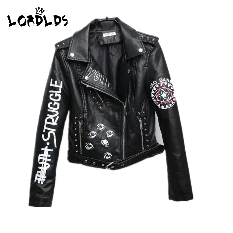 Black Graffiti Leather Jacket(1)