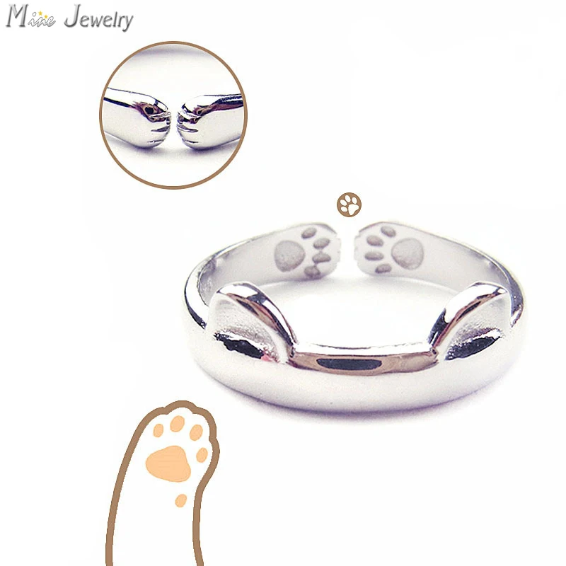 2016 Free Shipping Silver Open Ring 925 Silver Cat Ring For Women Jewelry Finger Ring For Party Birthday Gift