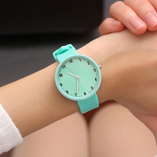 Новинка, силиконовые наручные часы, женские часы, женские модные кварцевые наручные часы для женщин, женские часы Relog Montre Femme - Цвет: green  small numeral