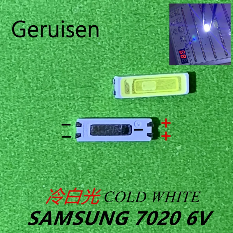 SAMSUNG 500 шт LED подсветка ТВ 7020 Высокая мощность 1 Вт 6 в 98лм холодный белый для LCD TV