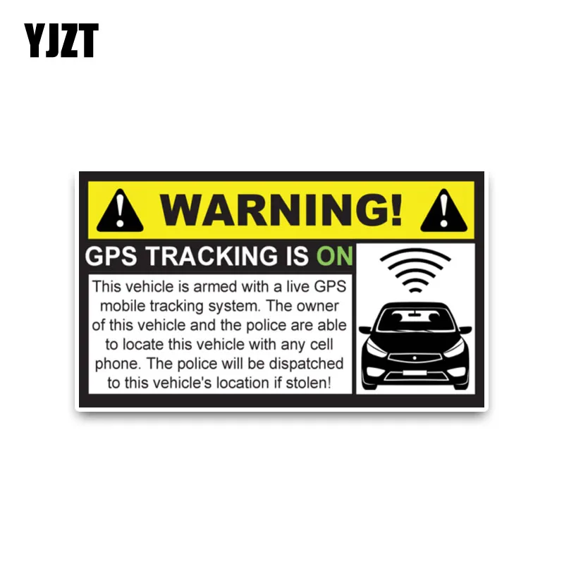 YJZT 12.7*7.3CM Warning GPS Tracking Is On Car Sticker Noticeable