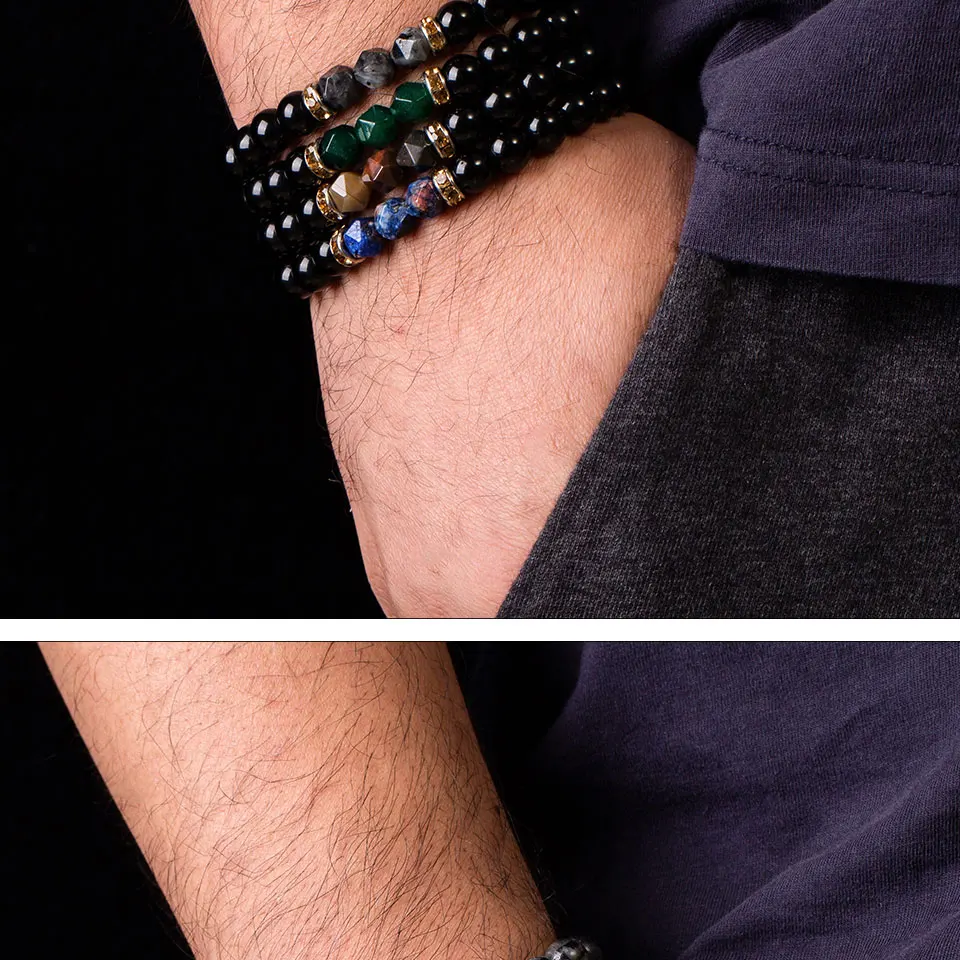 8 мм бусы из природного камня Подвеска из драгоценного камня браслеты для мужчин мужской Будда Strand браслет ювелирные изделия аксессуары на руку