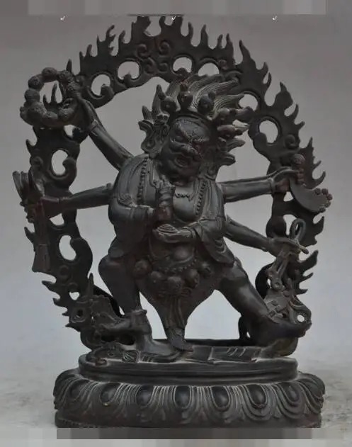 

S01762 11" tibet buddhism bronze joss 6 arms Vajra King Kong Mahakala buddha god statue