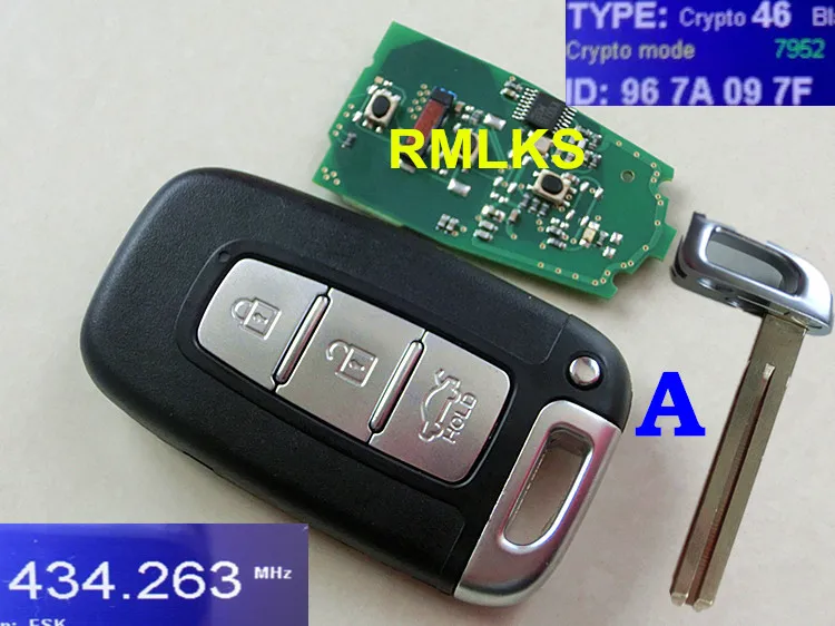 RMLKS 3 кнопки автомобильный Смарт 433 МГц PCF7952 дистанционный ключ подходит для Hyundai I30