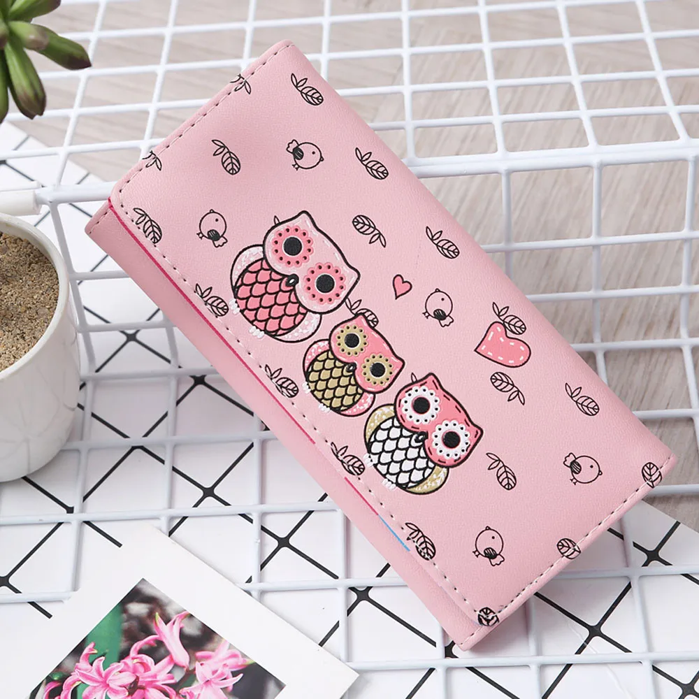 

Women Bag Simple Retro Owl Printing Long Coin Purse Card Holders Handbag ladies wallet porte feuille femme monnaie et carte