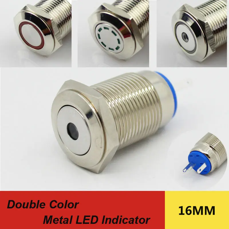 

5PCS/lot double color led lamps dia.16mm metal indicator light 2PINS 6V 12V 24V 110V 220V