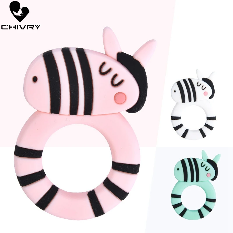 

Chivry Cute Cartoon Baby Teether Food Grade Silicone Hippo Animal Shape Baby Teething Necklace Toys DIY Newborn Gifts
