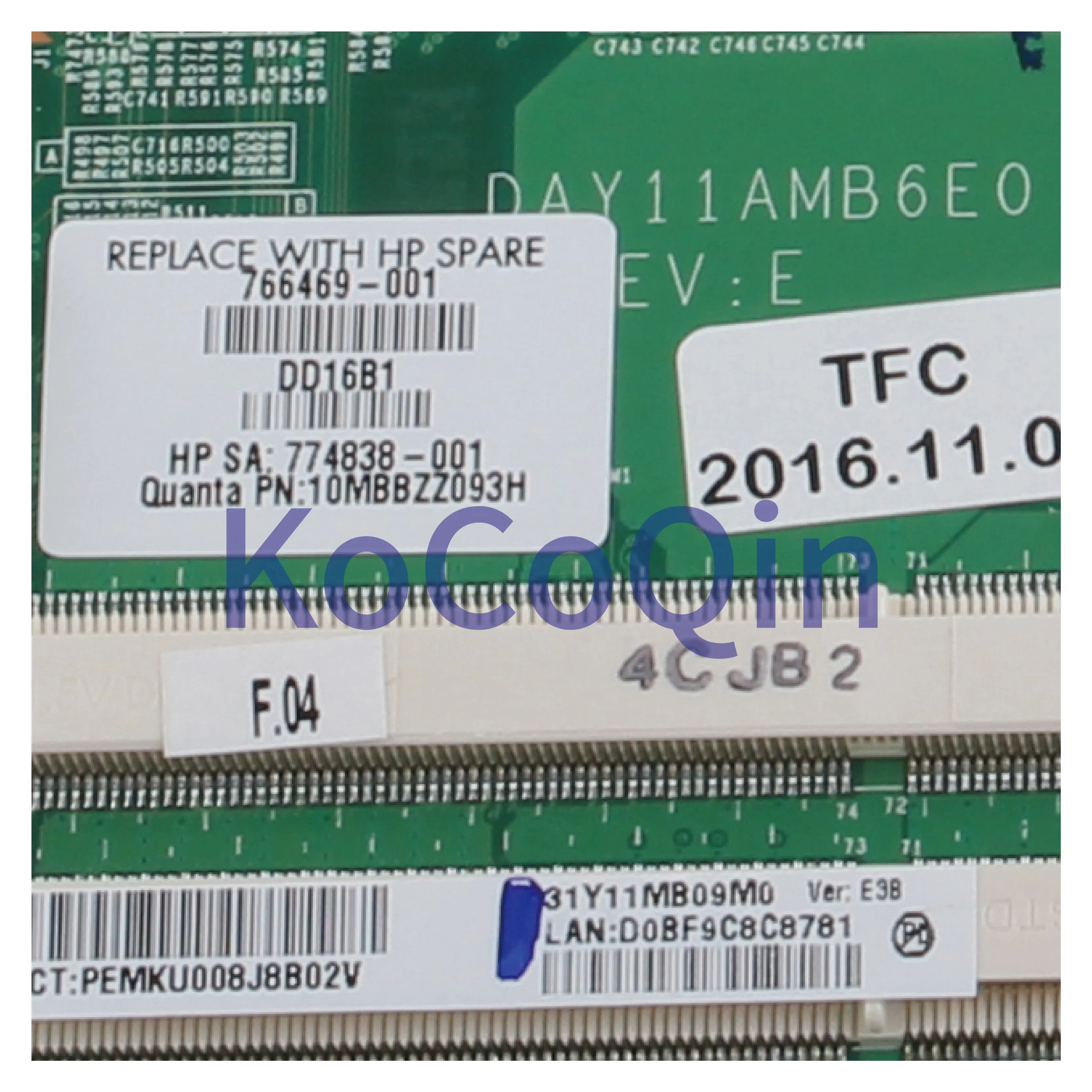 Материнская плата KoCoQin для ноутбука HP Pavilion 15 P Core I5 6 дюйма материнская 766469 001 601