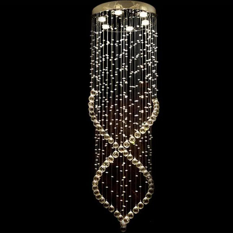 

Modern Crystal Chandelier Light Fixture Duplex Stairs LED Crystal Lamp for Ceiling Villa Hall Chandelier Droplight