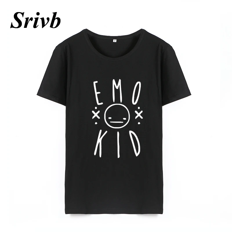 Srivb эмо малыш женские панк-пажи Harajuku рок, tumblr короткий рукав Летняя хлопковая футболка в стиле «хип-хоп» Для женщин футболка черный, белый цвет Графический Футболка Для женщин