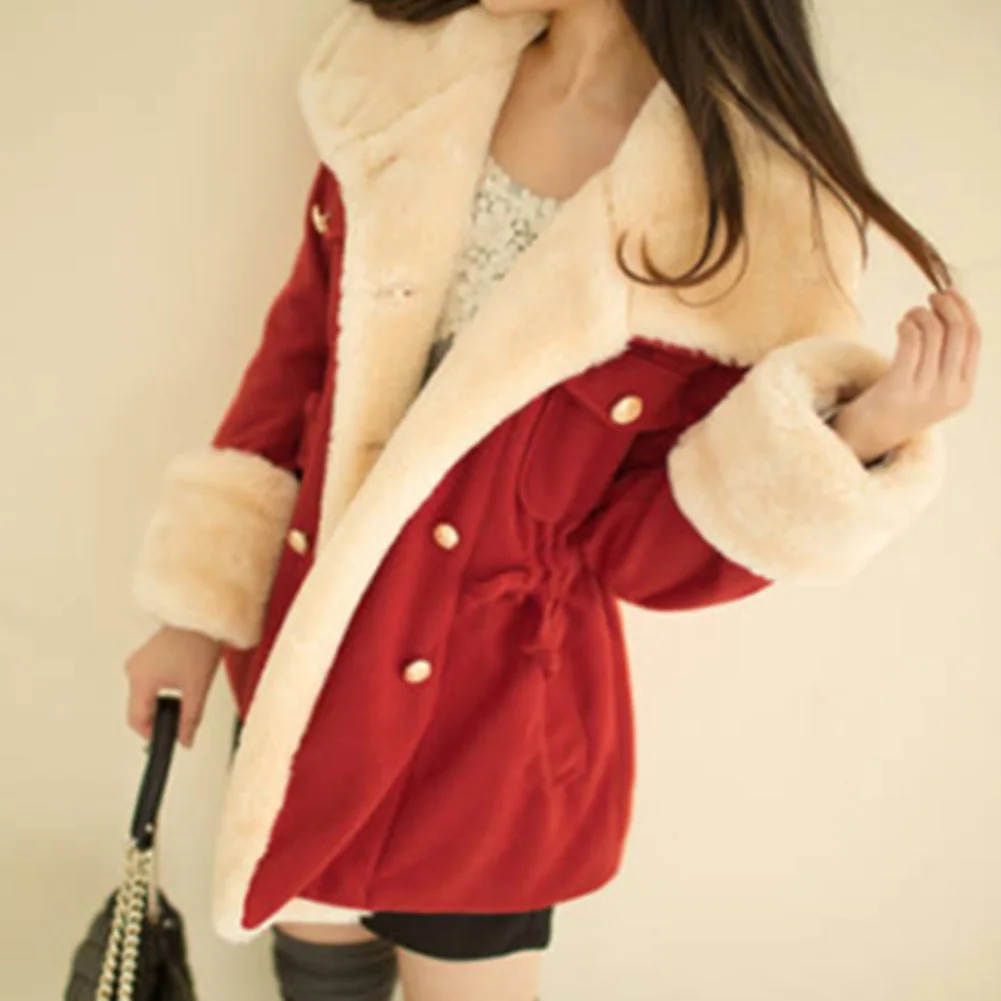 Зимнее женское длинное хлопковое пальто, куртка из искусственного меха, толстое плюшевое шерстяное пальто, женское пушистое теплое пальто, верхняя одежда размера плюс