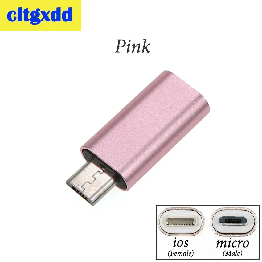 Cltgxdd Micro USB мужчина к 8-контактный ios женский HUB адаптер зарядки конвертер соединитель Адаптер для iPhone, Android - Цвет: Pink