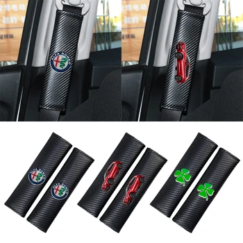 

2pcs new style hot Car Seat Belt Cover Auto Carbon fiber Case For Alfa Romeo 159 147 156 Giulietta 147 159 Mito