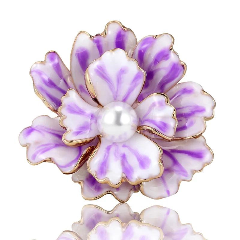Blucome 12pcs/lot Wholesale cheap Enamel Flower Brooch White Pearl Brooch Jewelry Women's Hijab Accessories Hats Bijuteriras