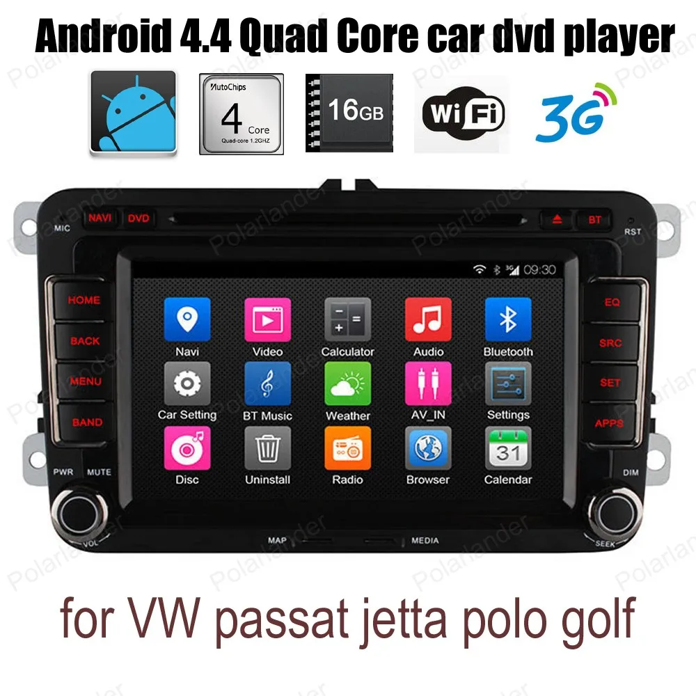 Perfect Android4.4 Car DVD For VW passat jetta polo golf Quad Core FM AM GPS radio support wifi 3G BT GPS DAB+ DVR TPMS DTV OBDII 5