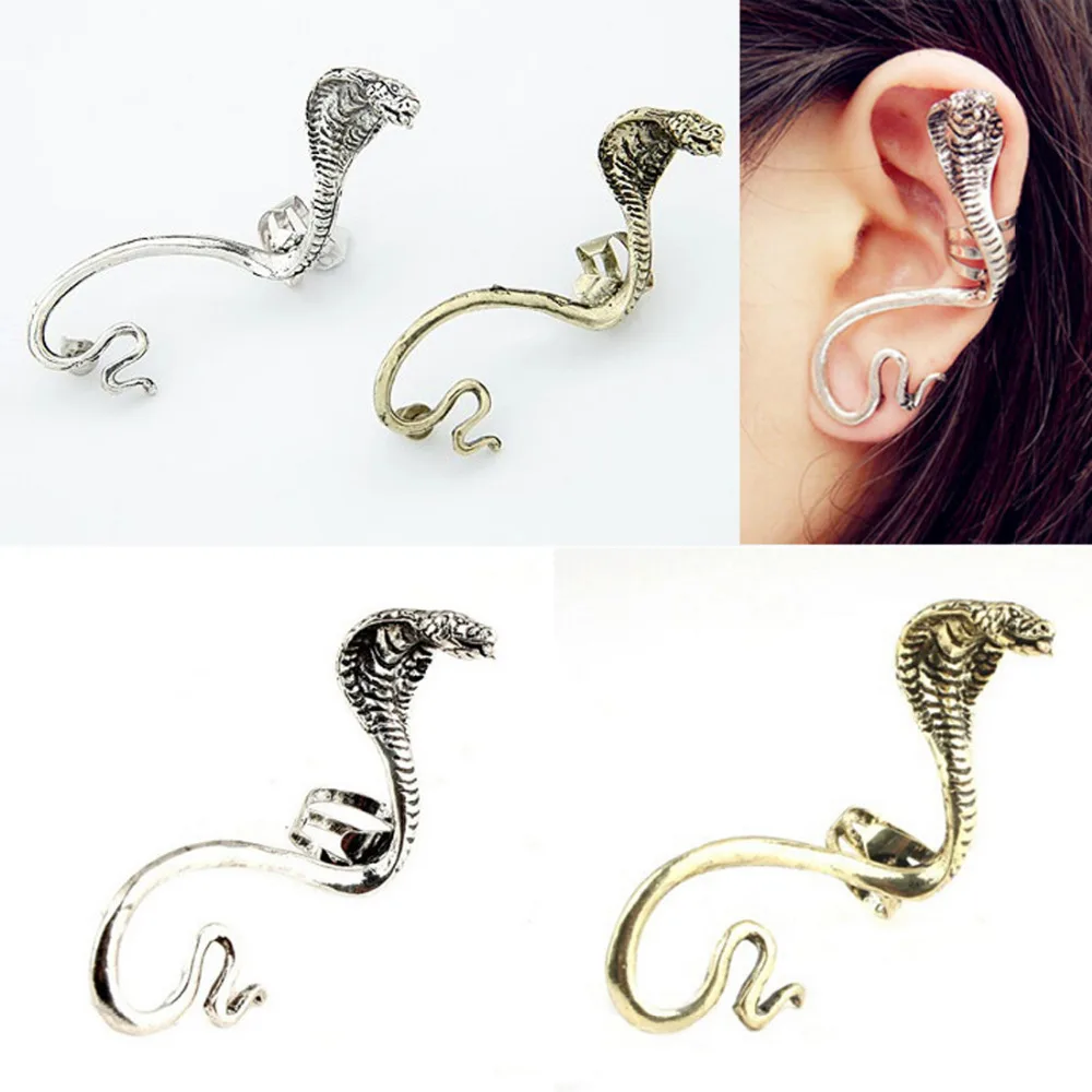

Punk Fashion Horrible Cobra Snake Gothic Stud Earrings Ear Cuff Clip Jewelry