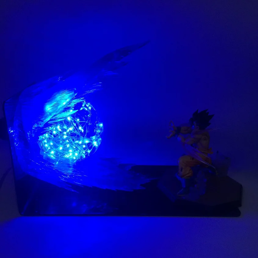 Фигурки игрушек Dragon Ball Z Son Goku Kamehameha светодиодная Взрывозащищенная сцена DIY ночные