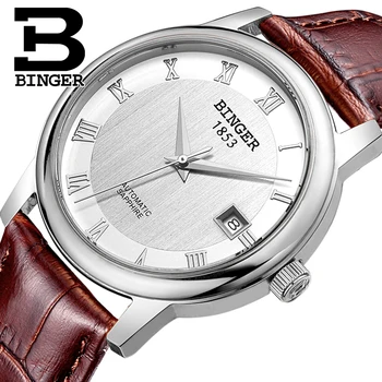 

Switzerland BINGER watches men luxury brand Mechanical Wristwatches sapphire full stainless steel Clock 1 year Guarantee B653-1
