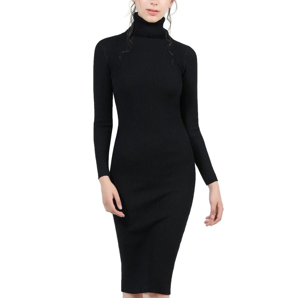 turtleneck sweater dress black