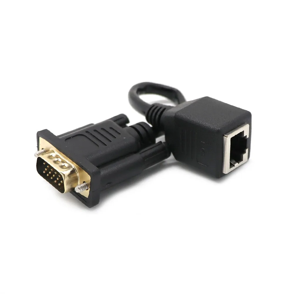 VGA Extender Мужчина к Lan Cat5 Cat5e RJ45 Ethernet Женский Кабель-адаптер заводская цена дропшиппинг