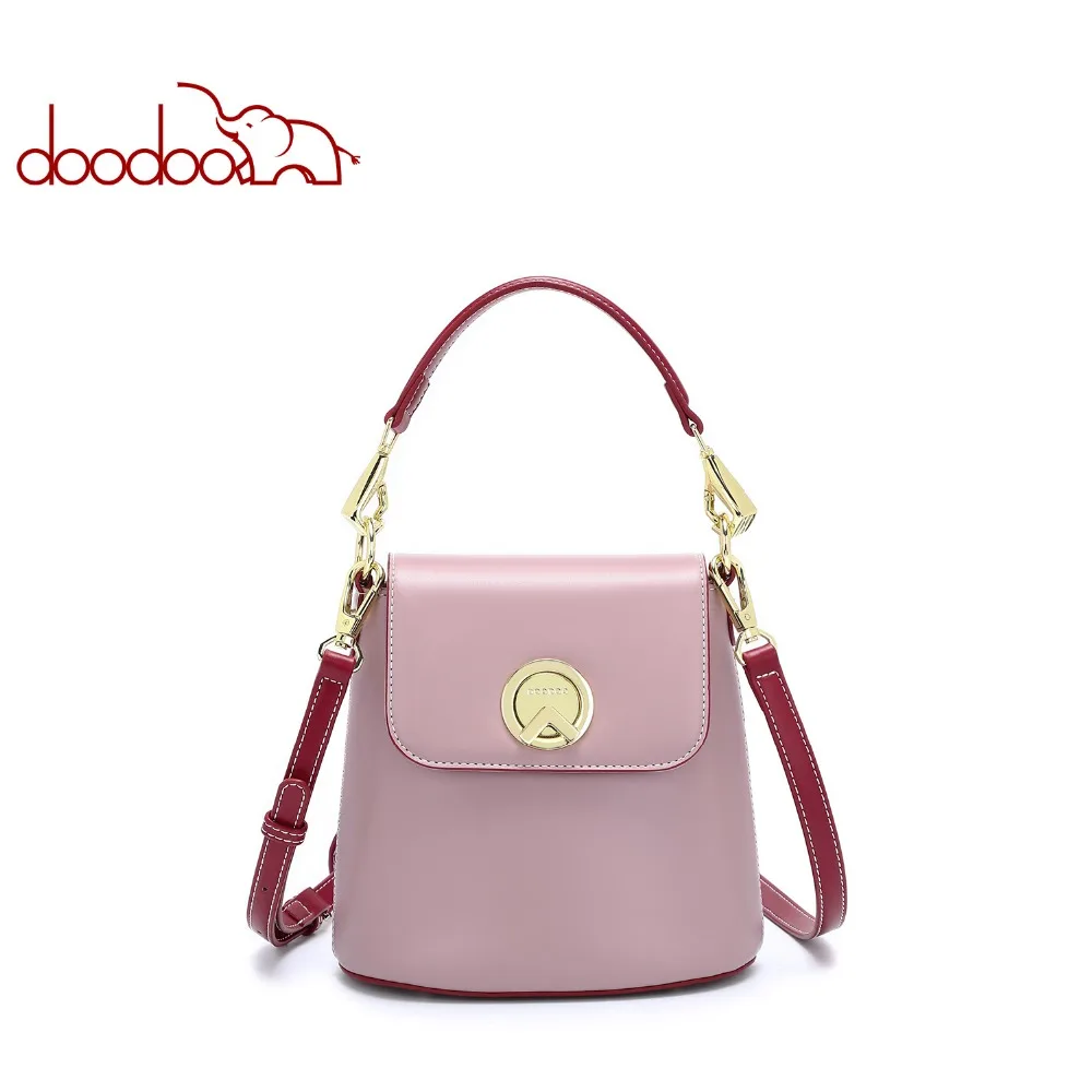 

DOODOO bags for women 2019 leather handbags leather single shoulder portable messenger bag bucket bag fashion leisure bag D8352