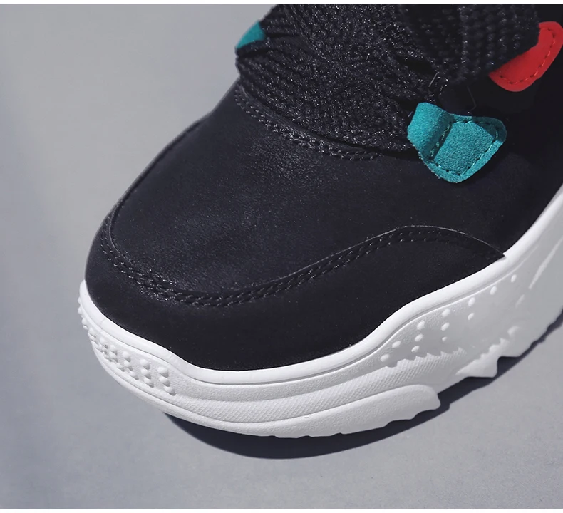 Women's Casual Shoes' Sneaker Dad Shoes Woman Sneakers Leather Black Lace-Up Flat Platform Sneakers Women Dad Shoes Big Size 8 (1)