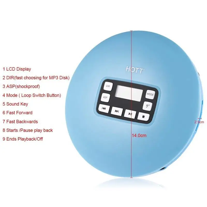 Portable CD Player Personal CD Player with Headphones Compact Music CD Walkman CD Player for Kids Adults with Skip Function