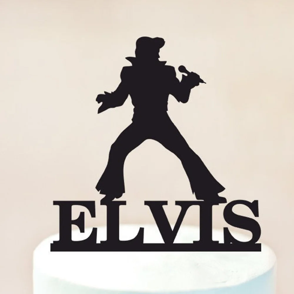 Personalized name Happy Birthday Cake Topper,Elvis Cake topper,rock n roll Birthday Party cake decoration Supplies Topper