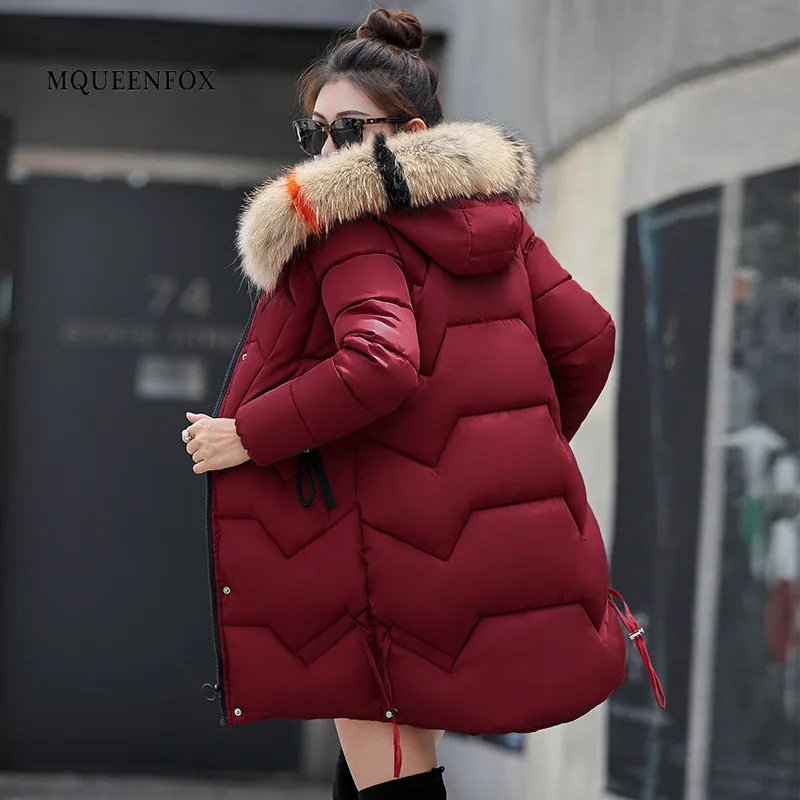 2019 New Women Winter Coat Thick Warm Women Parkas Winter Jacket Women Wool Hats Fur HoodedDown Jacket