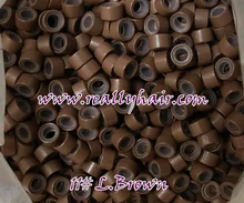 1000pcs bottle silicon lined Micro Links Rings Beads Hair Feather Extensions 11 L brown