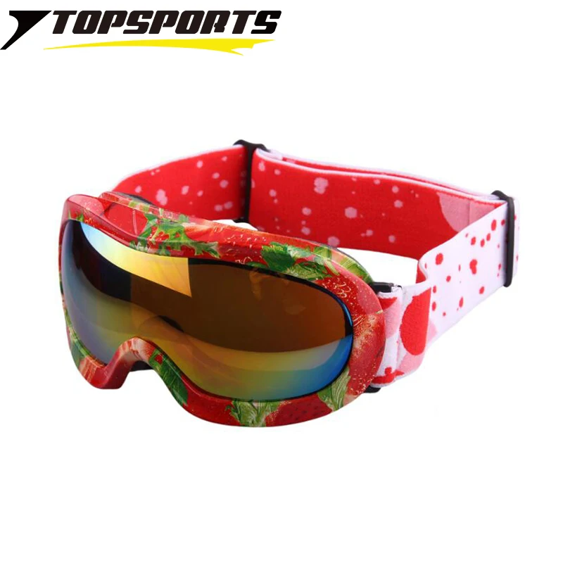 Topsports открытая детская сферические лыжные Googles дети Mountain клубника Сноуборд Спорт лыжах очки Бросился очки