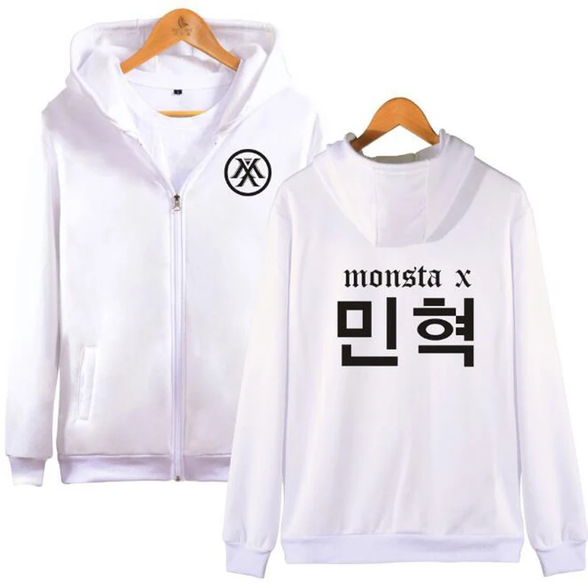 Женские толстовки с капюшоном K POP на молнии в стиле KPOP Monsta X Wonho YOOKIHYUN I.M JOOHEON MINHYUK