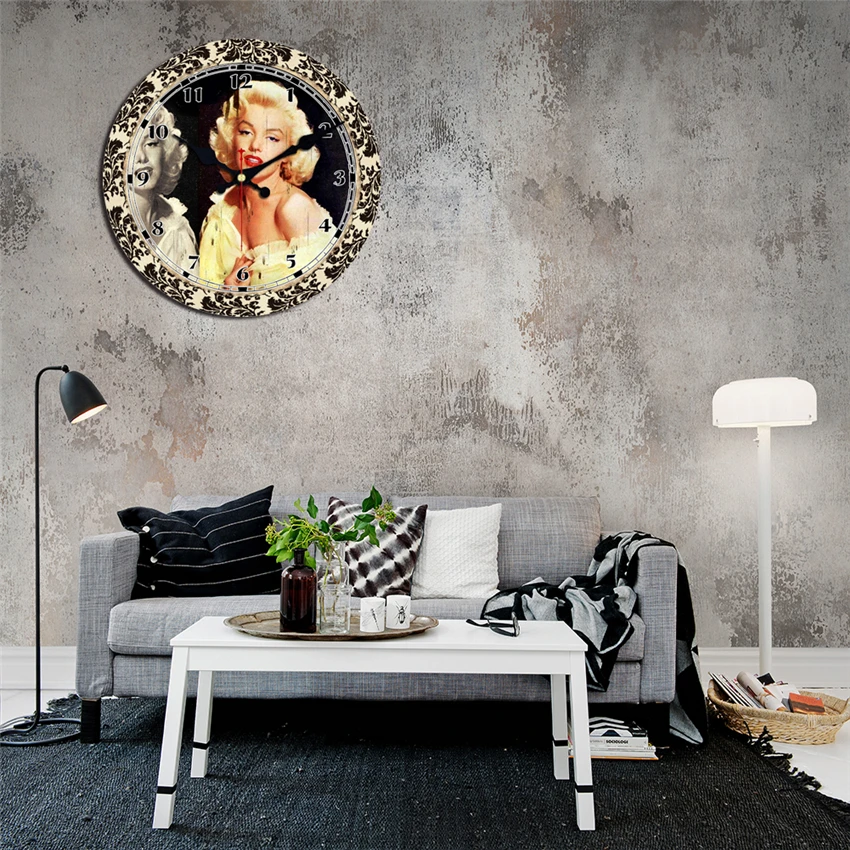 MEISTAR Marilyn Monroe винтажные настенные часы фигурка женщина дизайн тихий Гостиная Кабинет офис Домашний декор настенные художественные часы большие часы