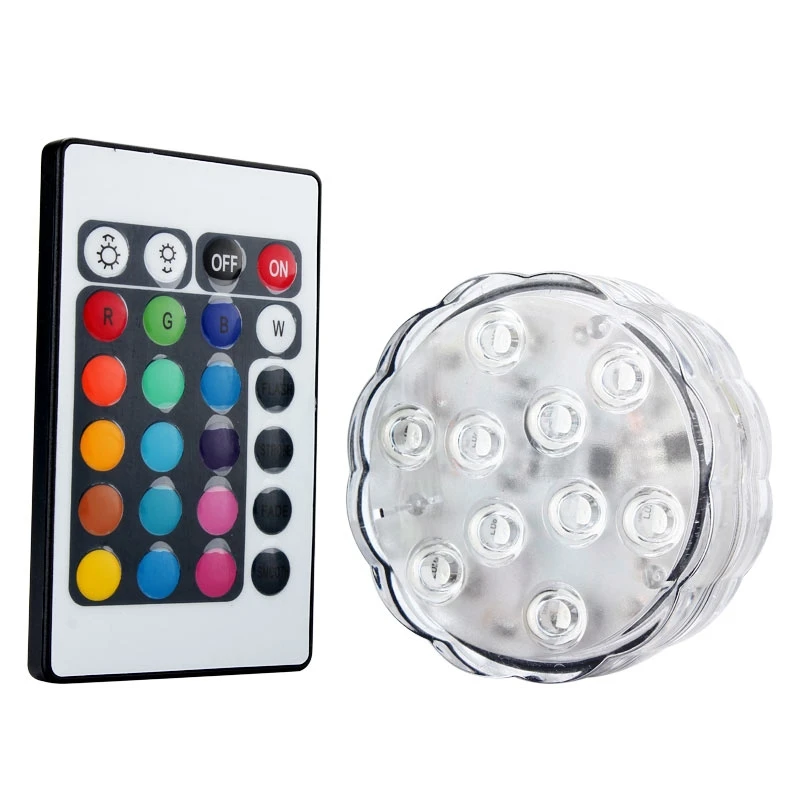 

2Pcs/Lot 10 LED Waterproof Candle Remote Control Multicolor Floral Vase Base Light Underwater Electronic Candle Lamp